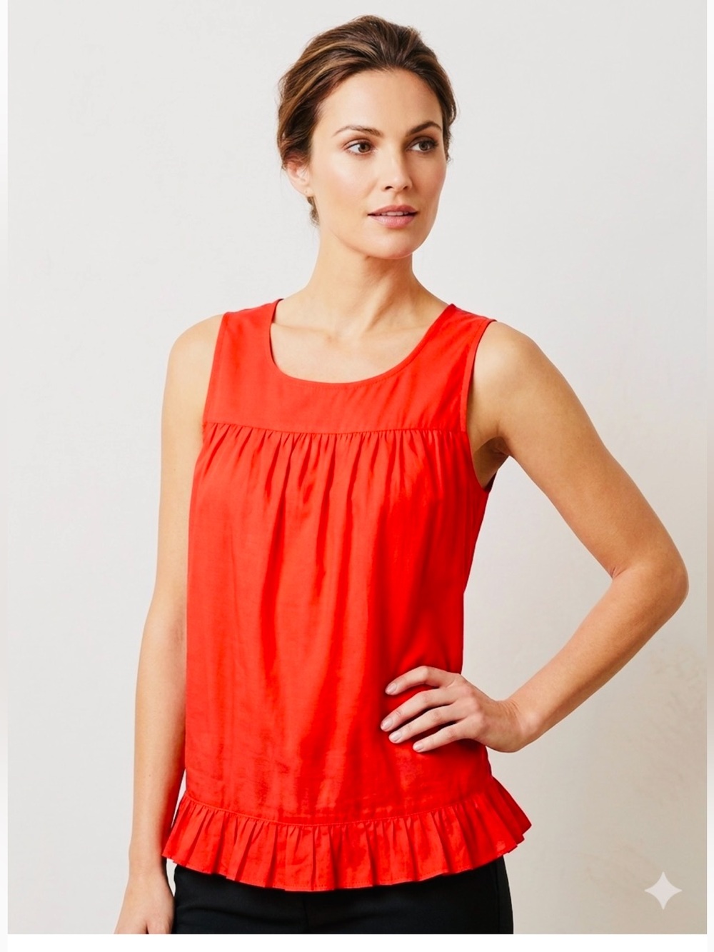 Twenty one Sleeveless Gathered Ruffle Hem Top size S Vibrant Red ❤️New with Tags